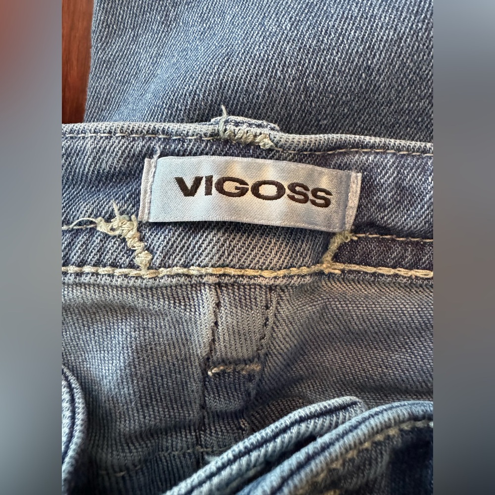 Vigoss Crop Straight raw hem blue denim jeans size 10 Euc - Picture 4 of 9